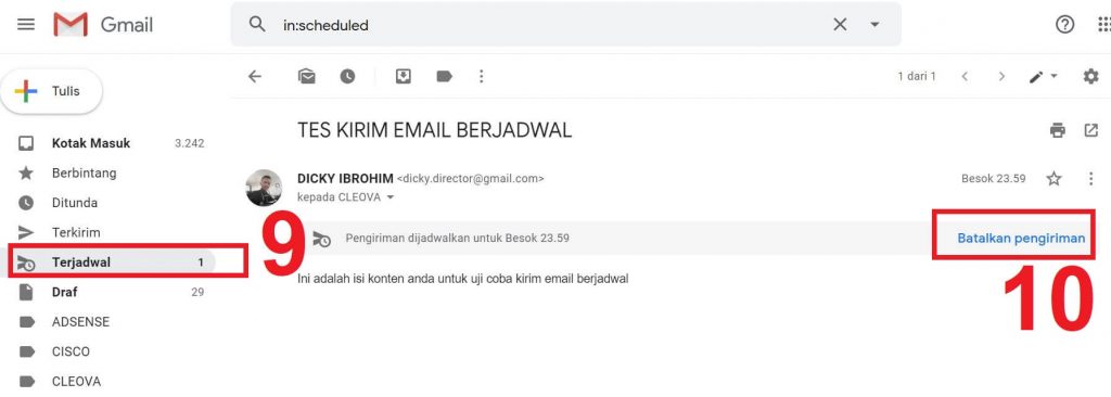 cara mengatur penjadwalan kirim email