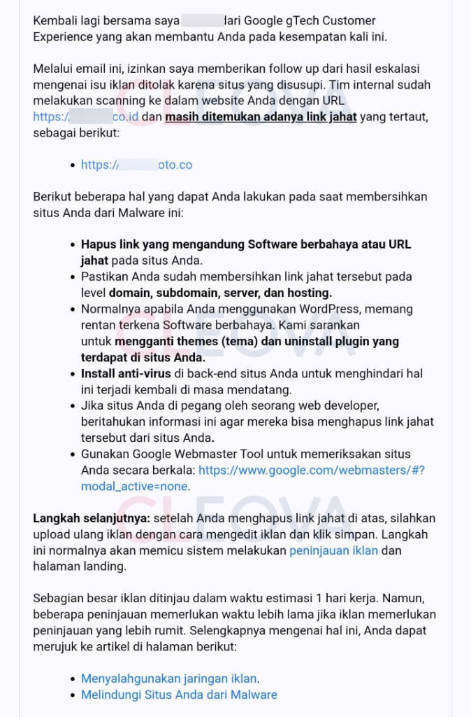 Cara Memperbaiki Hack Kata Kunci Jepang atau SPAM URL pada Website WordPress Cara atasi Iklan Google di tolak karena malware